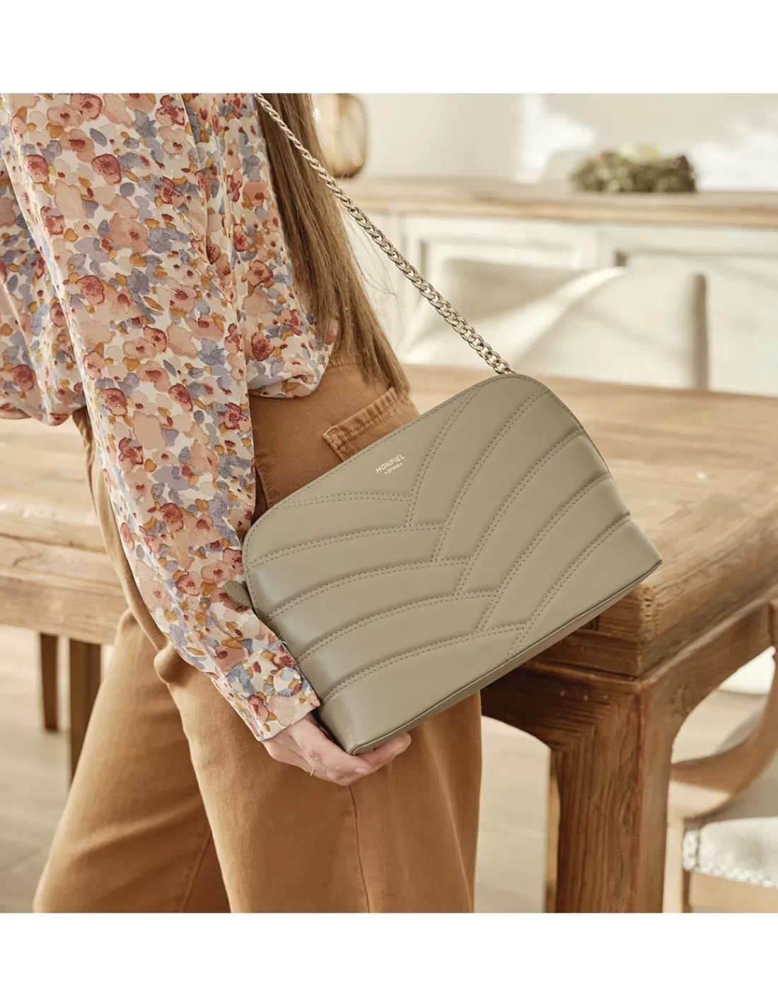 Mujer MONPIEL Bolsos De Piel Medianos | Bolsos Piel Mujer*Bolso Acolchado de Piel con Cadena Oro