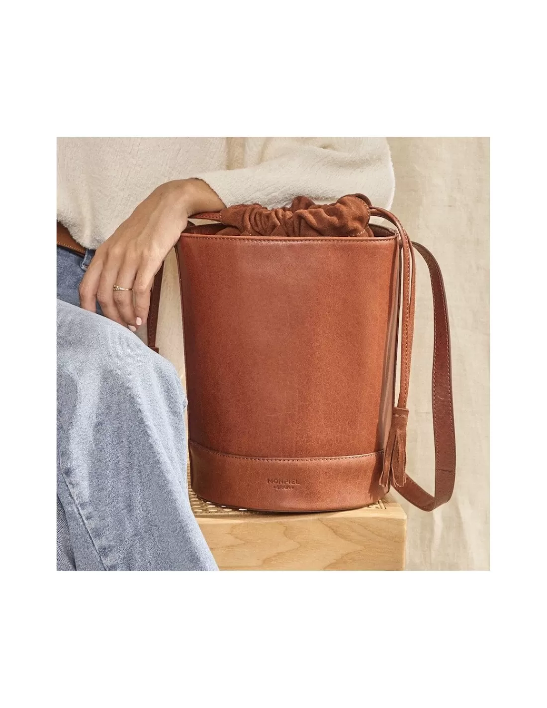 Mujer MONPIEL Bolsos De Piel Grandes | Bolsos Piel Mujer*Bolso Redondo Cubo