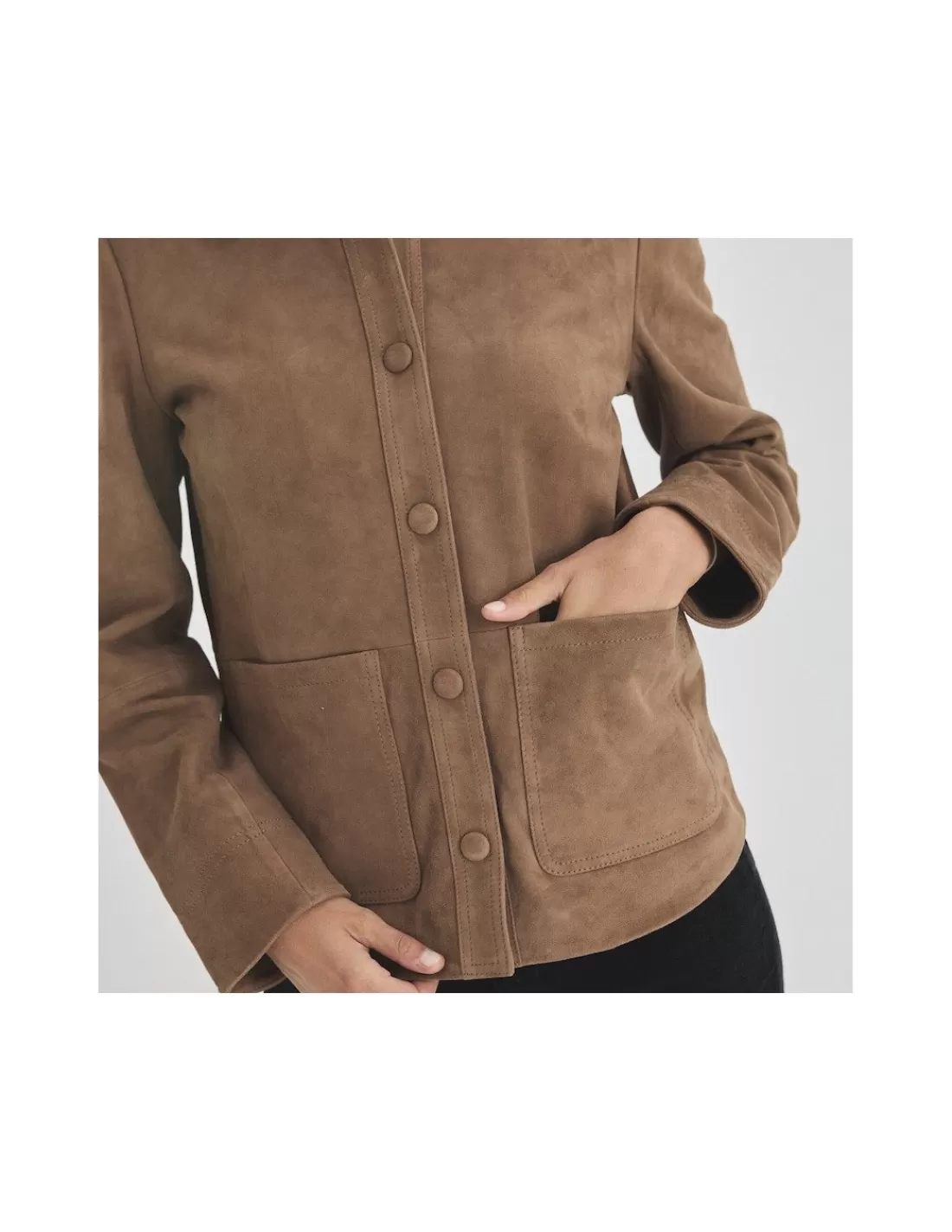 Mujer MONPIEL Chaquetas De Cuero Mujer*Chaqueta de Piel Mujer Botones Forrados