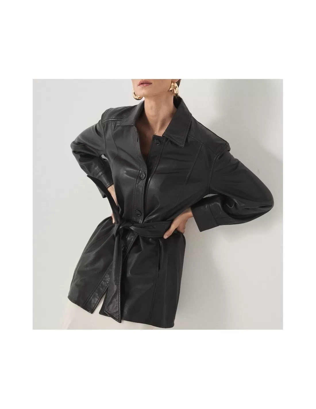 Mujer MONPIEL Chaquetas De Cuero Mujer*Trench de Cuero Negra